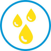 symbôle de trois gouttes d'eau jaunes dans un cercle